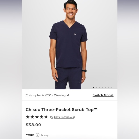 Men’s Navy Figs Scrub Top - Picture 1 of 3